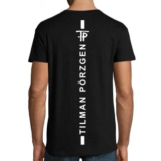 Tilman Pörzgen - T-Shirt schwarz - Logo Streifen