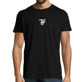 Tilman Pörzgen - T-Shirt schwarz - Logo Streifen S